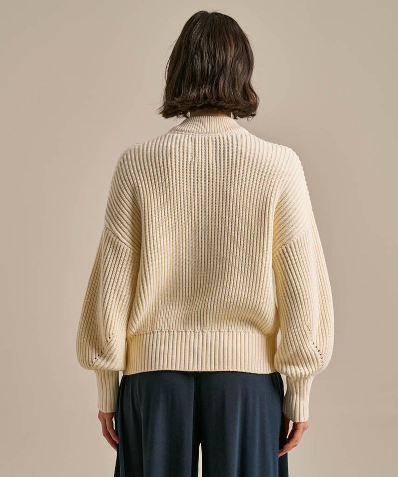 Bam2796 Full Zip Knitted Bomber Oat Milk Bam Clothing 4