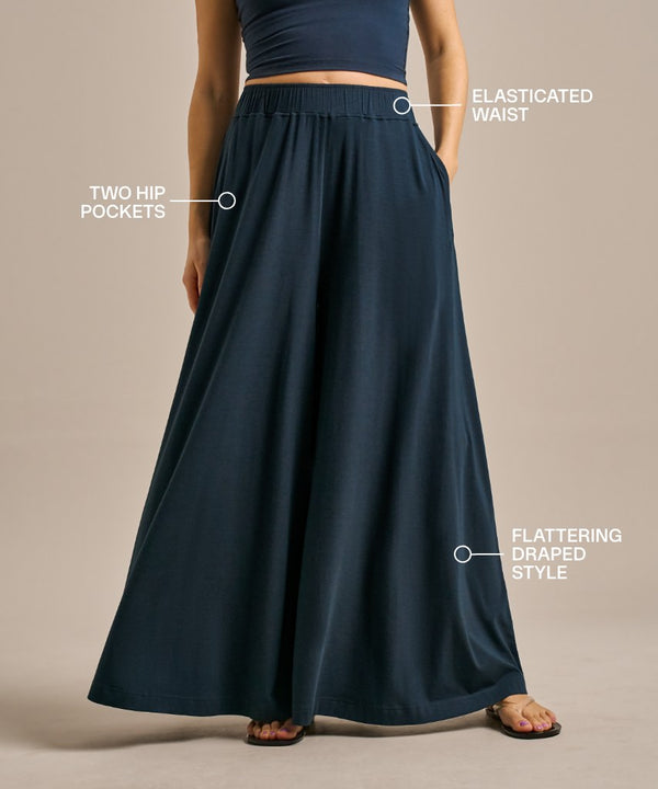 Bam2806 Extreme Palazzo Yoga Pant Navy Bam Clothing
