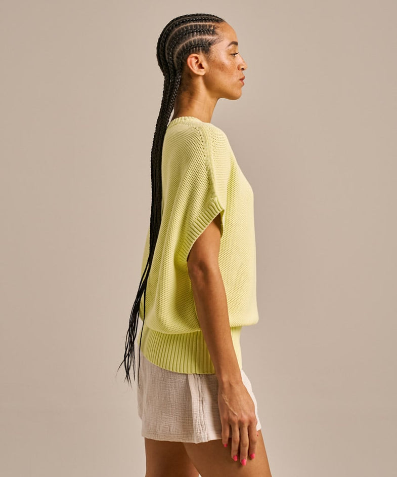 Bam2809 Sleeveless Knitted Flow Top Lemon Yellow Bam Clothing 3