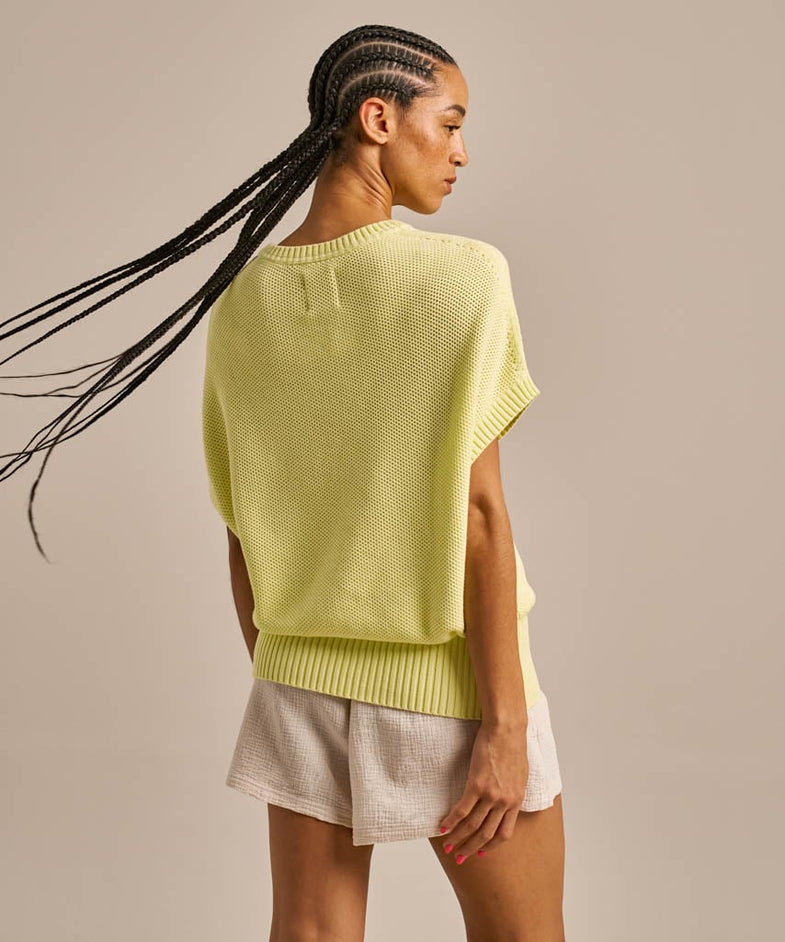 Bam2809 Sleeveless Knitted Flow Top Lemon Yellow Bam Clothing 6