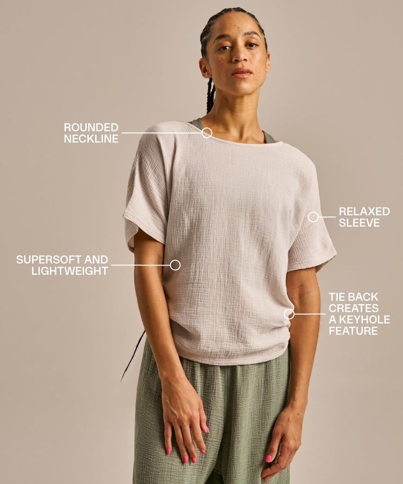 Bam2824 Breathable Cotton Gauze Fluidity Top Bamboo Clothing Desert Dusk