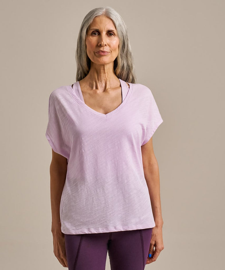 Bam2847 V Neck Relaxed Tshirt Lavender Blush Bam Clothing 2