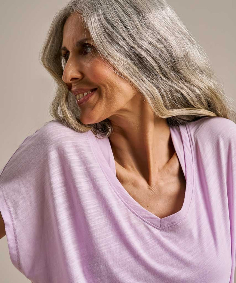 Bam2847 V Neck Relaxed Tshirt Lavender Blush Bam Clothing 6
