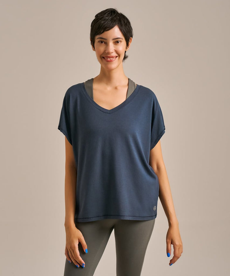 Bam2847 V Neck Relaxed Tshirt Storm Navy Bam Clothing 2