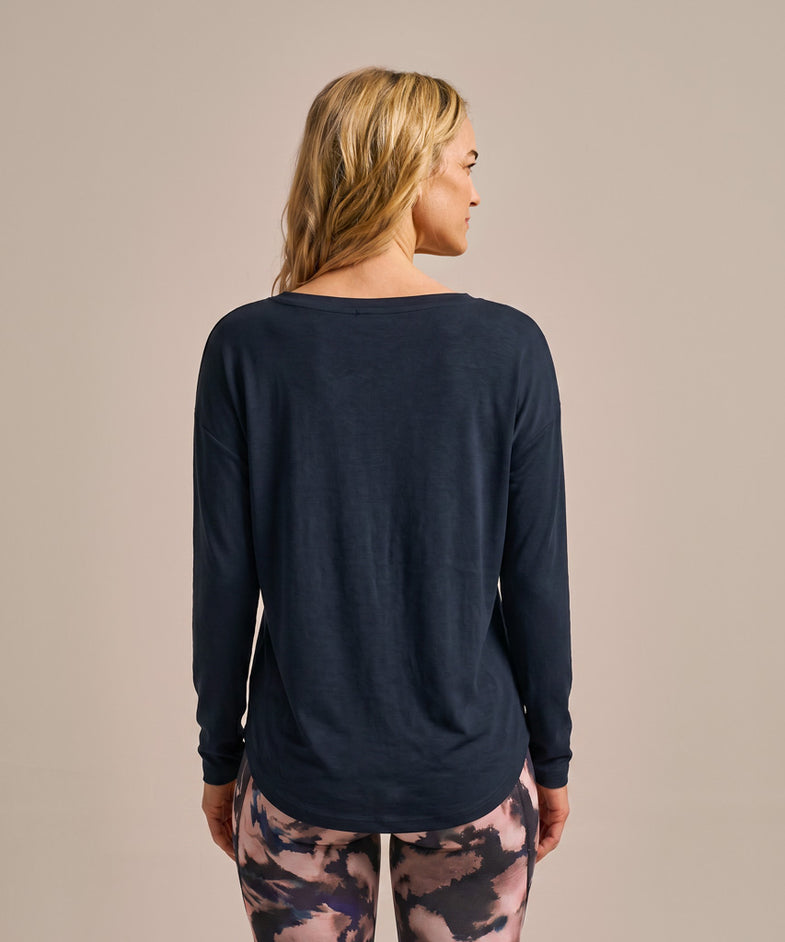 Bam2850 Long Sleeve Yoga Top Mariner Navy Clothing 3
