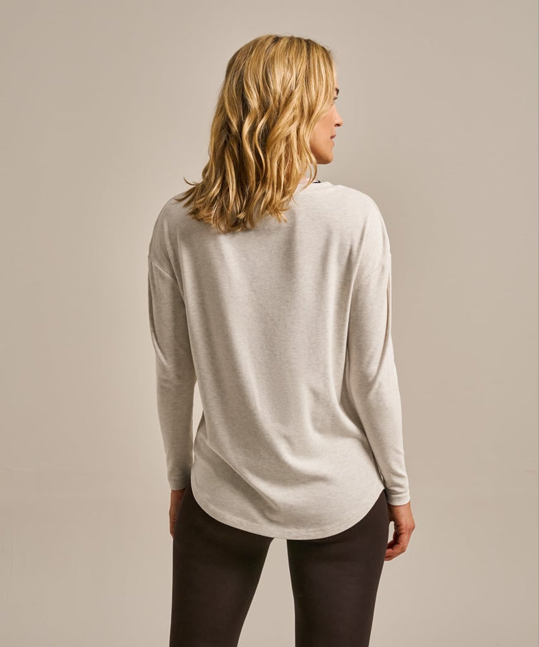 Bam2850 Long Sleeve Yoga Top Oatmeal Marl Clothing 4
