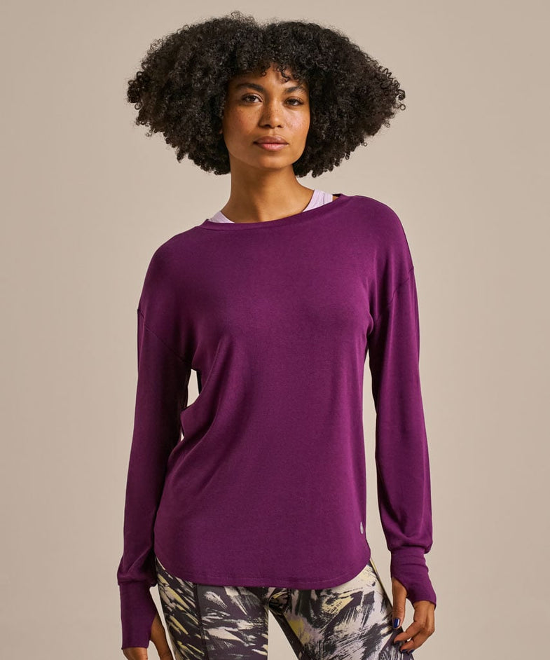 Bam2850 Longline Mindful Top Damson Bam Clothing 2