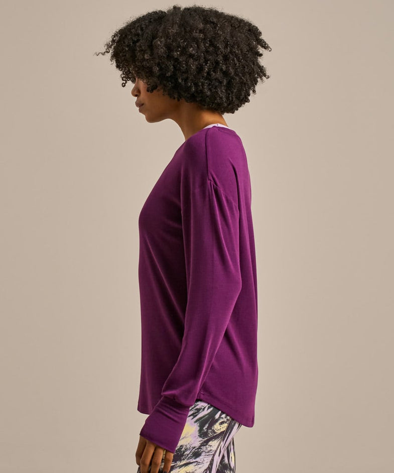 Bam2850 Longline Mindful Top Damson Bam Clothing 3
