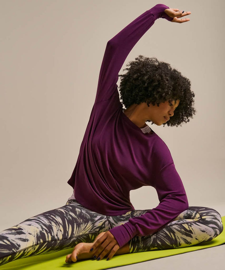 Bam2850 Longline Mindful Top Damson Bam Clothing 6