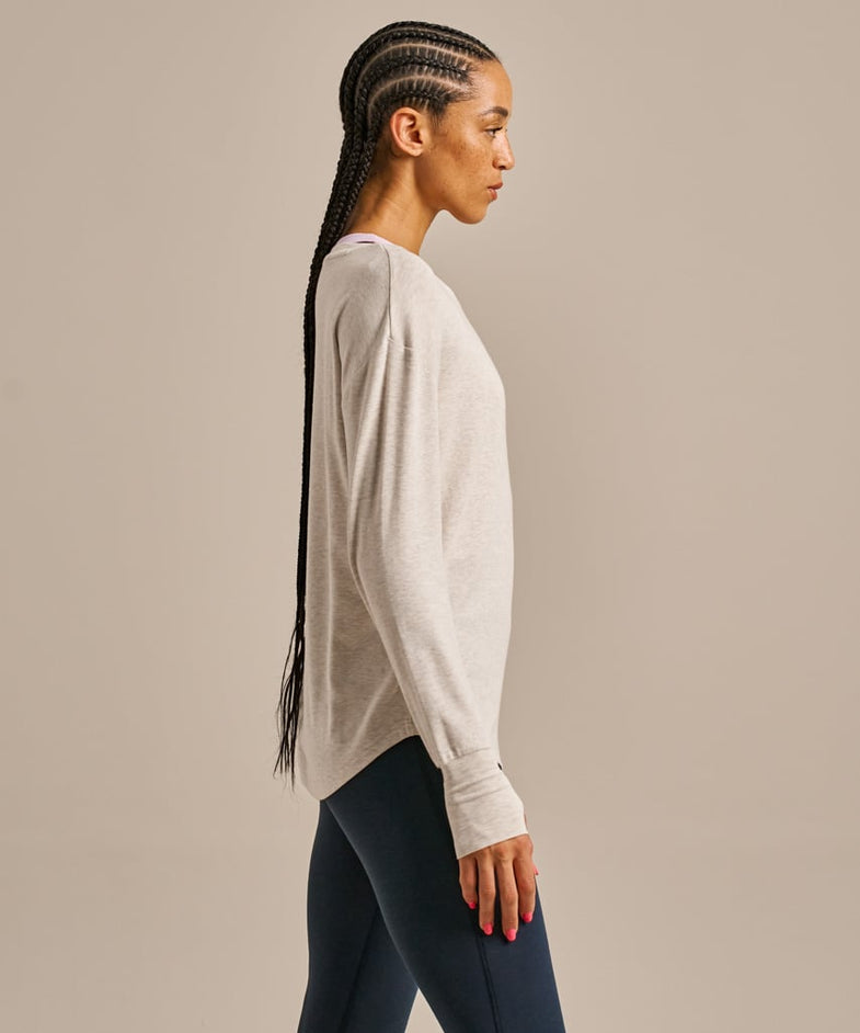 Bam2850 Longline Mindful Top Oatmeal Marl Bam Clothing 3