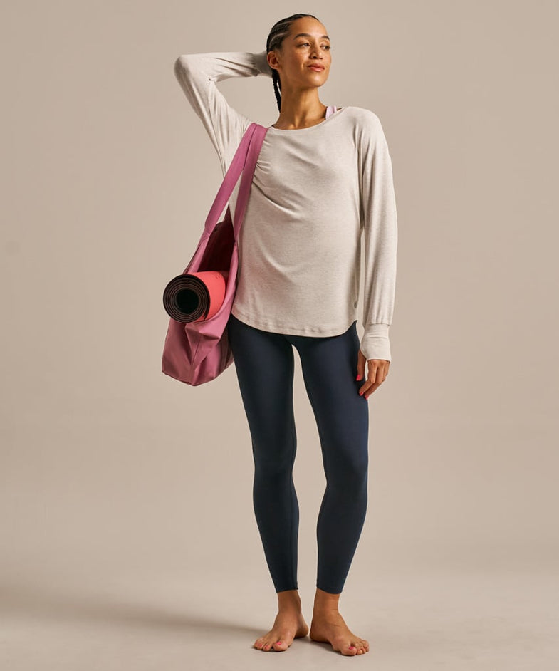 Bam2850 Longline Mindful Top Oatmeal Marl Bam Clothing 7
