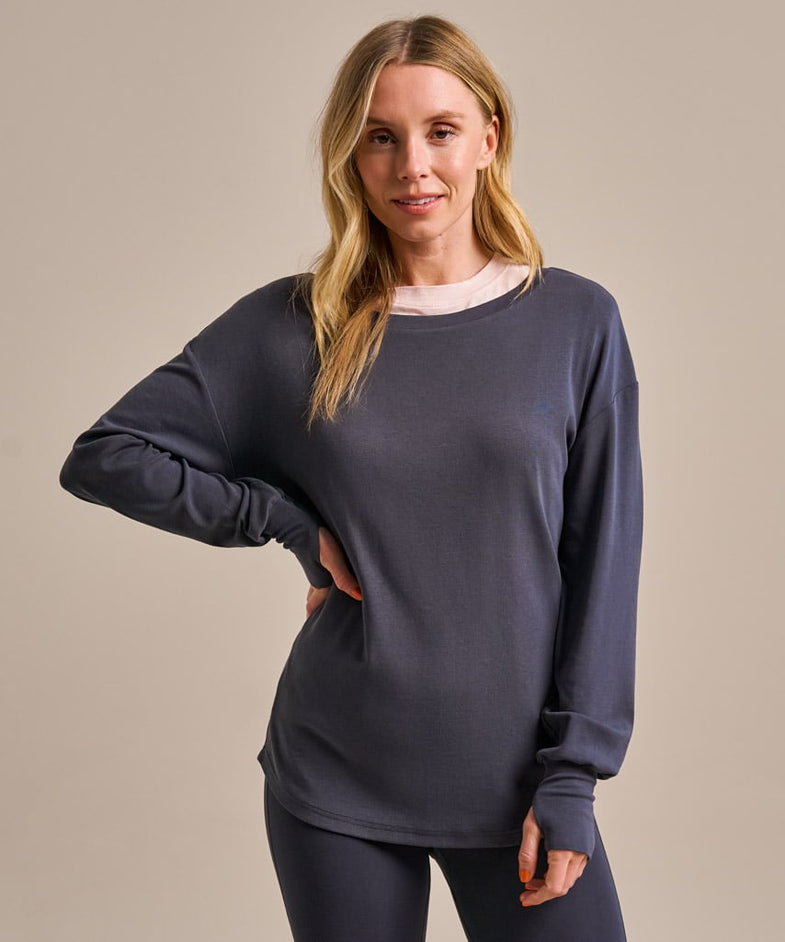 Bam2850 Longline Mindful Top Storm Navy Bam Clothing 1