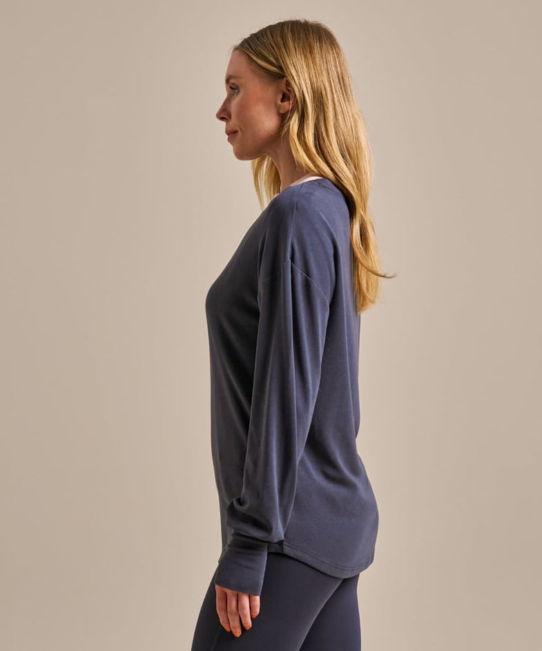 Bam2850 Longline Mindful Top Storm Navy Bam Clothing 3