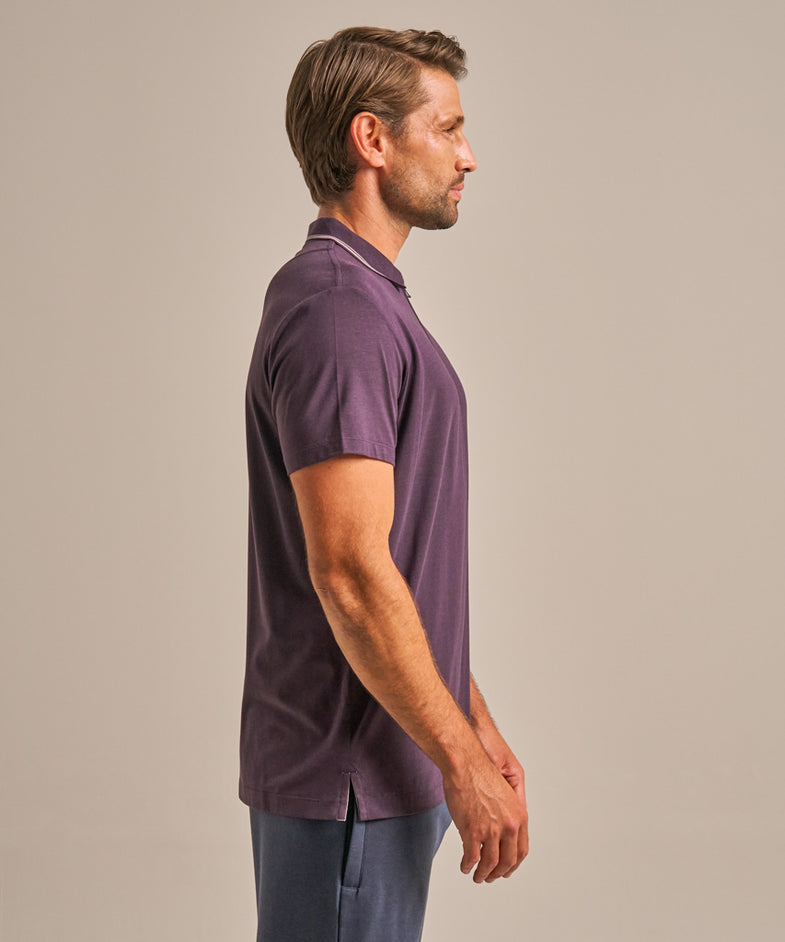 Bam2859 Quarter Zip Polo Shirt Dark Damson Clothing 3