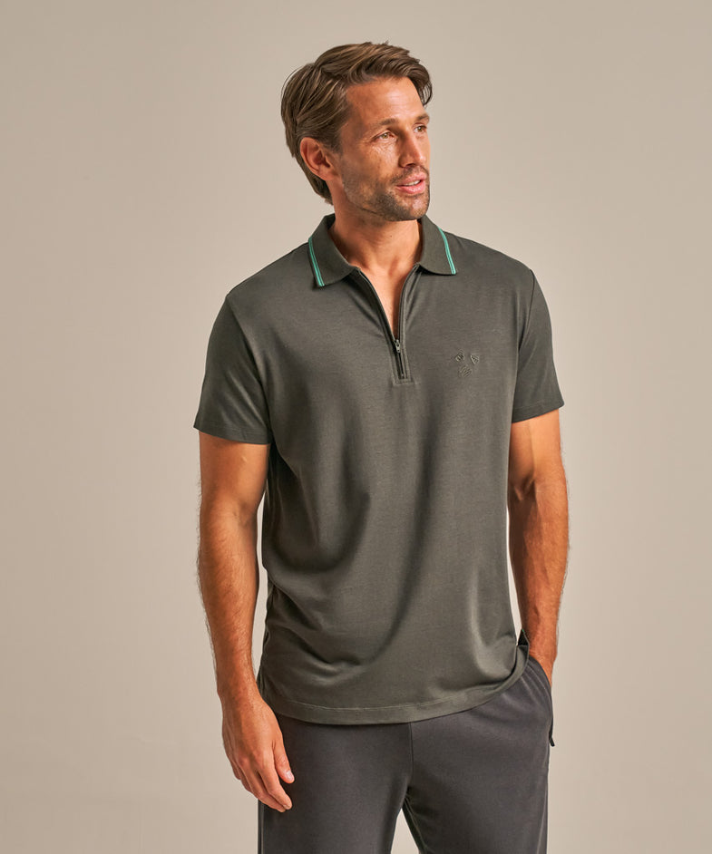 Bam2859 Quarter Zip Polo Shirt Juniper Clothing 1