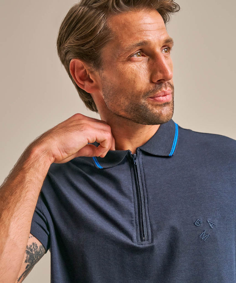 Bam2859 Quarter Zip Polo Shirt Navy Clothing 4