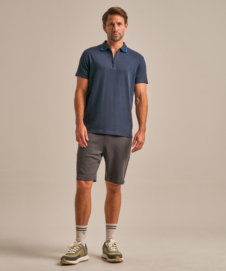 Bam2859 Quarter Zip Polo Shirt Navy Clothing 6