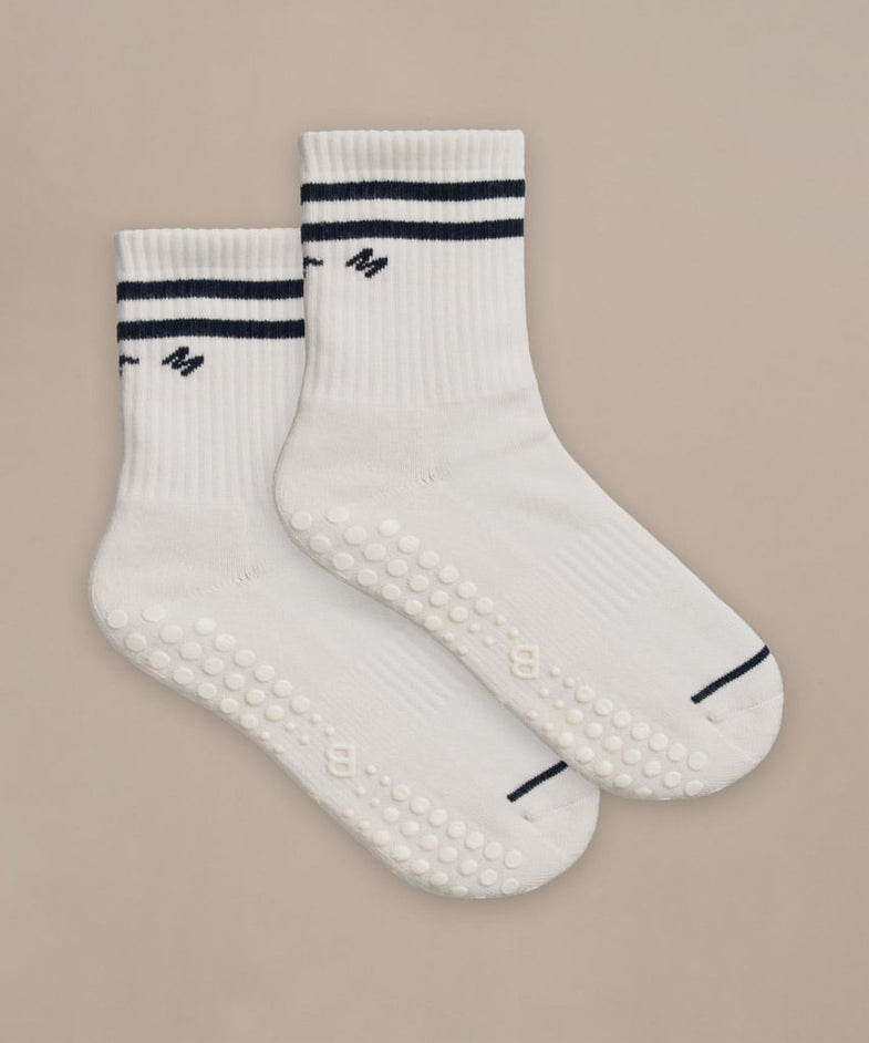Bam2880 Pilates Grip Crew Socks Oat Milk Bam Clothing 3