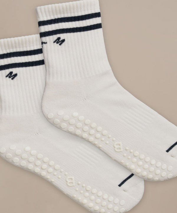 Bam2880 Pilates Grip Crew Socks Oat Milk Bam Clothing 5