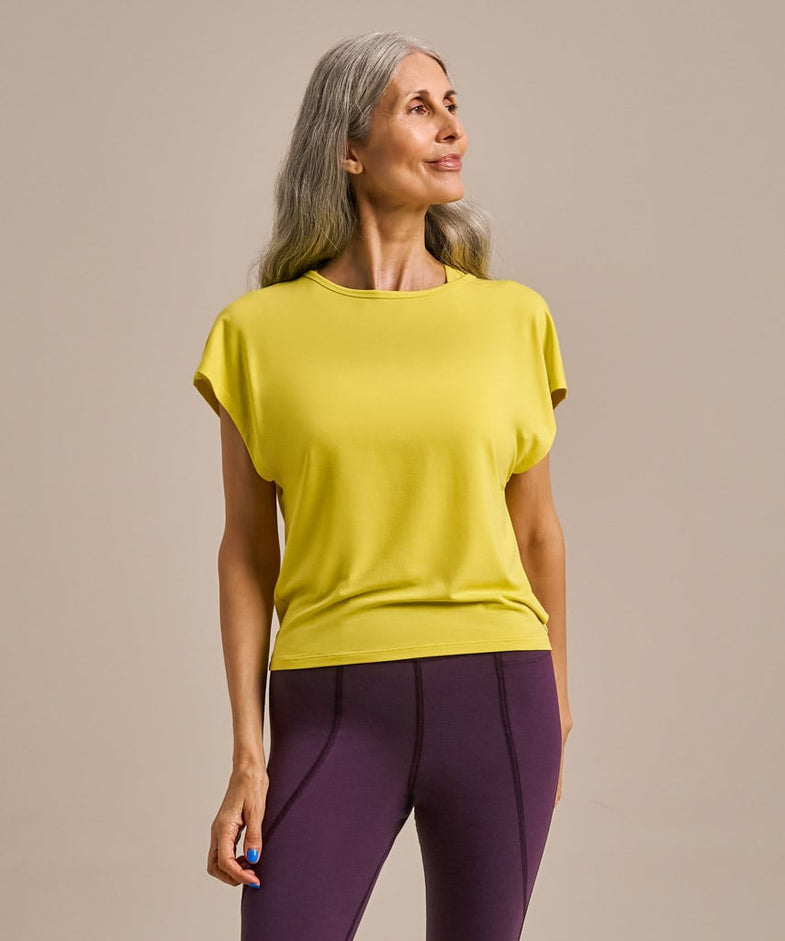 Bam2889 Tie Back Short Sleeve Top Chartreuse Bam Clothing 2
