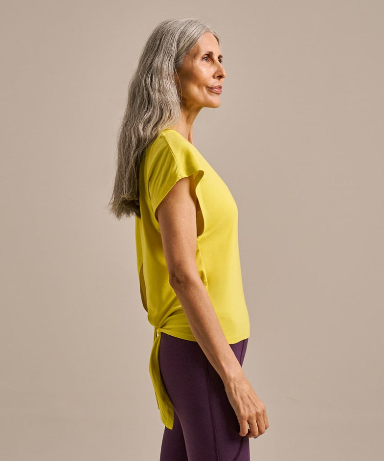 Bam2889 Tie Back Short Sleeve Top Chartreuse Bam Clothing 3