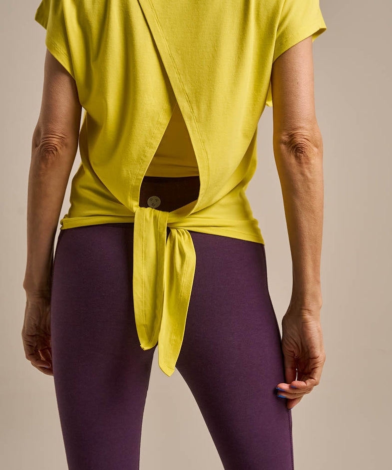 Bam2889 Tie Back Short Sleeve Top Chartreuse Bam Clothing 6