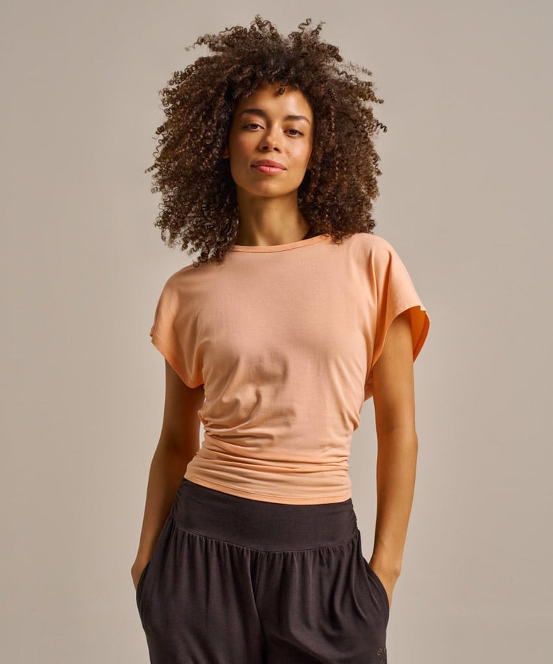 Bam2889 Tie Back Top Apricot Clothing 2