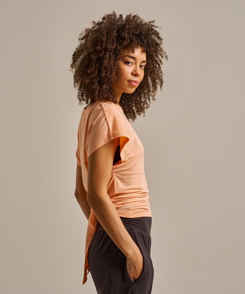 Bam2889 Tie Back Top Apricot Clothing 3