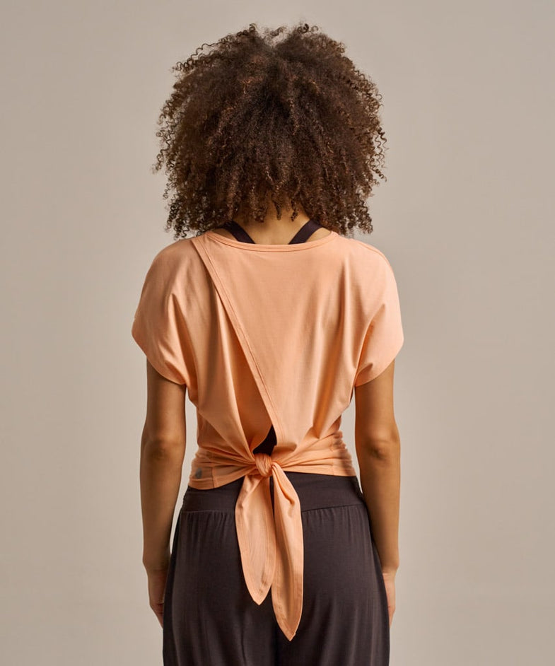 Bam2889 Tie Back Top Apricot Clothing 4