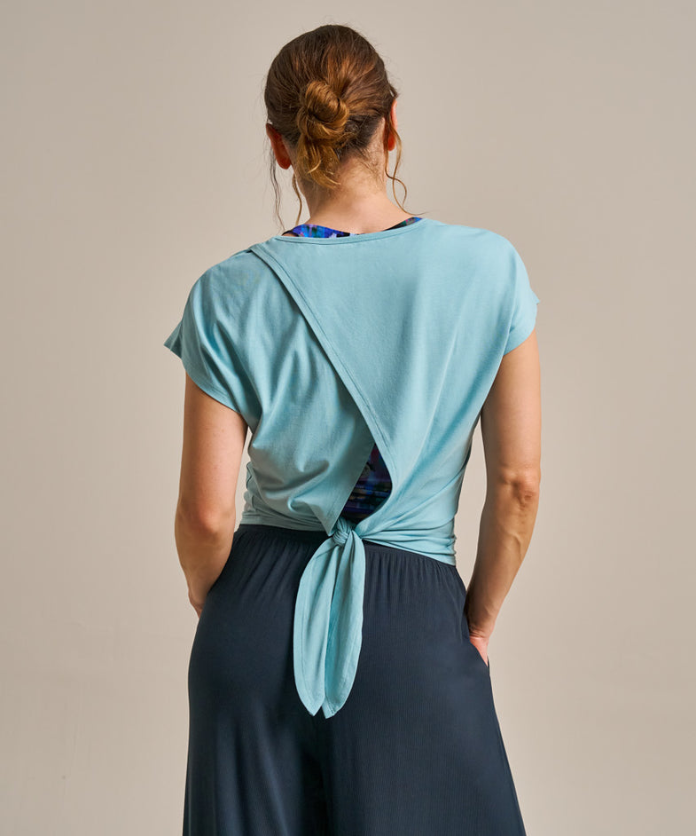 Bam2889 Tie Back Top Oceanic Blue Clothing 4