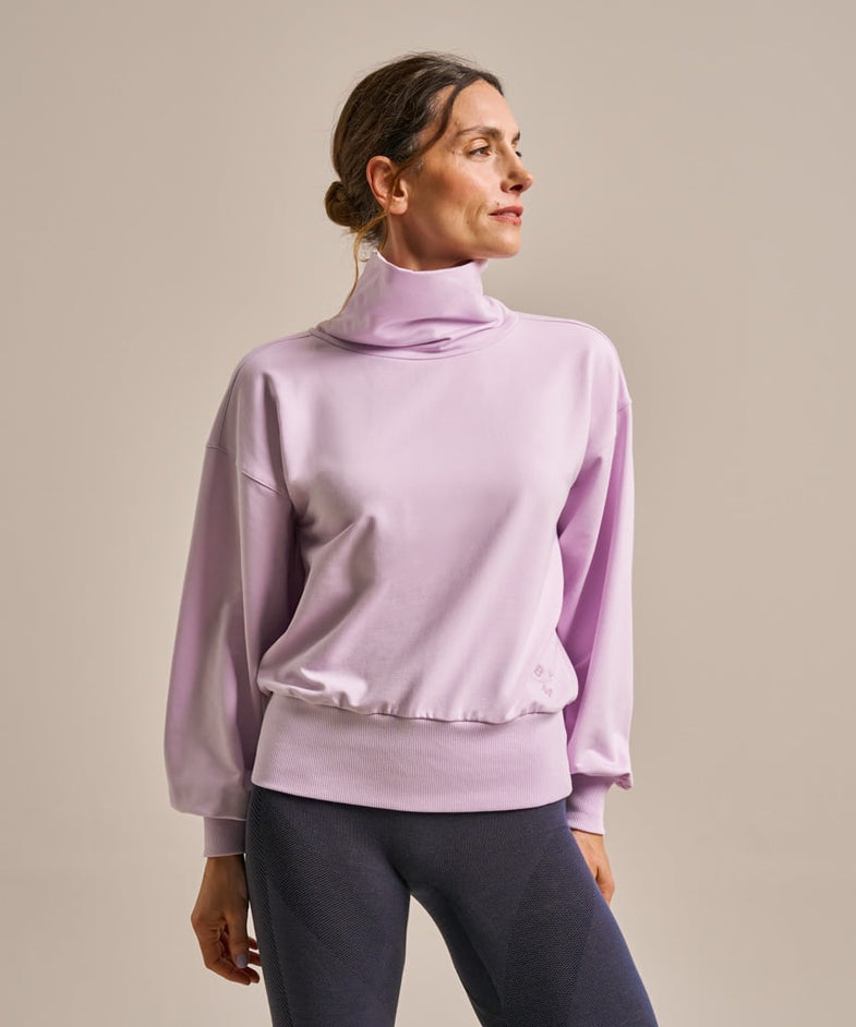 Bam2956 High Neck Sweatshirt Lavender Blush Clothing 2