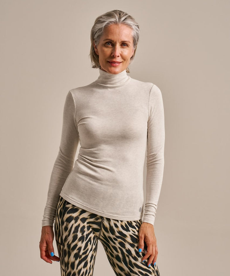 Bam2968 High Neck Top Oatmeal Clothing 2