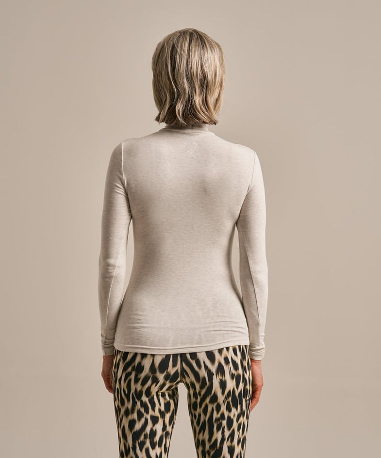 Bam2968 High Neck Top Oatmeal Clothing 4