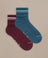 Bam2989 Blend Quarter Crew Socks Damson Teal Clothing 1