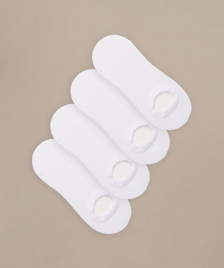 Bam710 No Show Socks 4 Pack White Bamboo Clothing 1