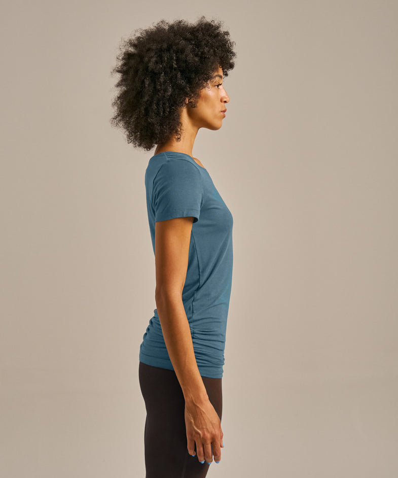 Bam846 Gathered Hem T Shirt Agate Blue Bam Clothing 4