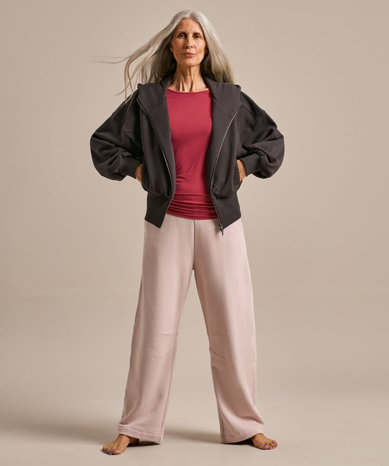 Bam846 Gathered Hem T Shirt Rose Garnet Clothing 1