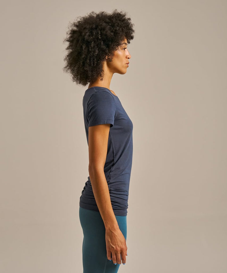 Bam846 Gathered Hem T Shirt Storm Navy Bam Clothing 3
