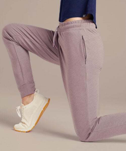 Bam1498 Womens Lydford Joggers Pink Mink Marl Bamboo Clothing 1