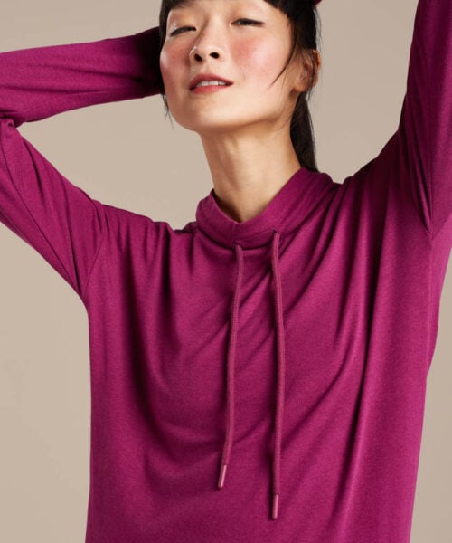 Bam1561 Womens Horizon Tie Top Claret Bamboo Clothing 1