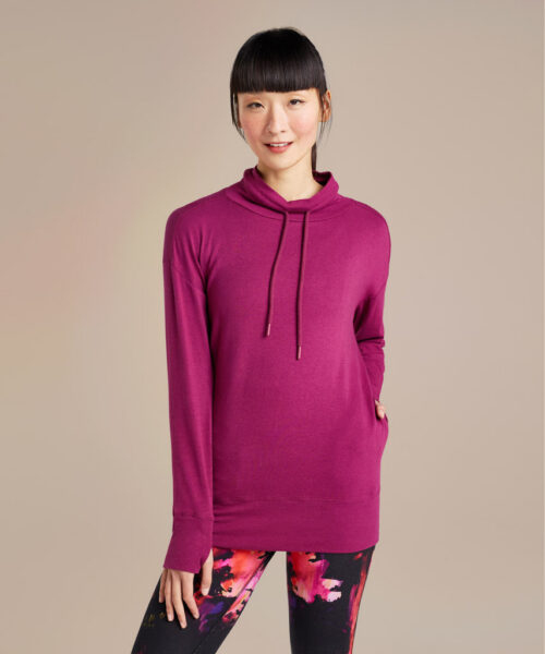 Bam1561 Womens Horizon Tie Top Claret Bamboo Clothing 2