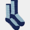 Bam2067 Womens Quarter Block Stripe Socks Blue Bamboo Clothing 1