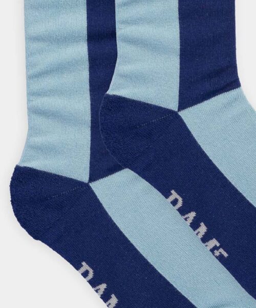 Bam2067 Womens Quarter Block Stripe Socks Blue Bamboo Clothing 2