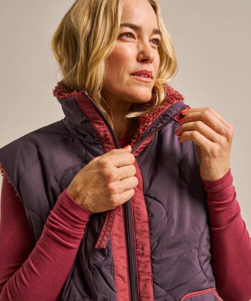 Bam2330 Reversible Longline Gilet Damson Clothing 12