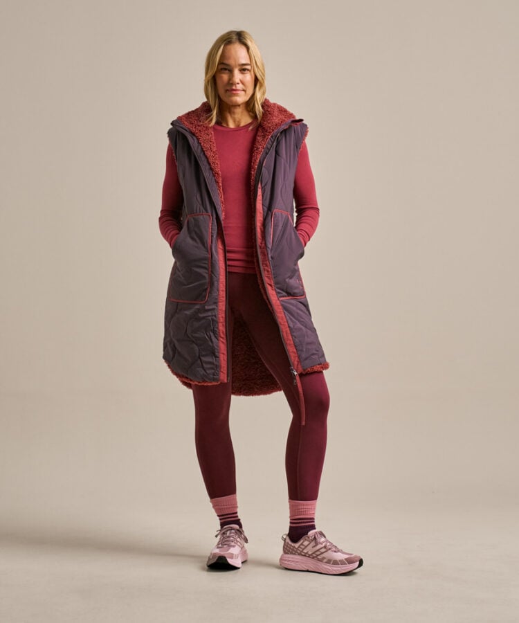 Bam2330 Reversible Longline Gilet Damson Clothing 14