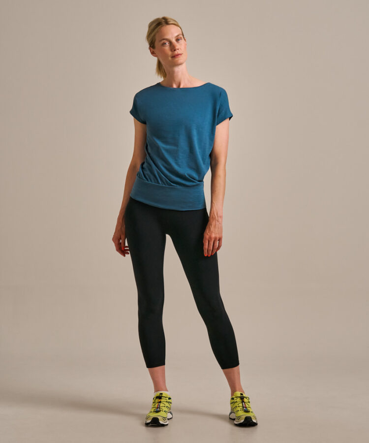 Bamboo Short Sleeve Peplum Top in Groovy