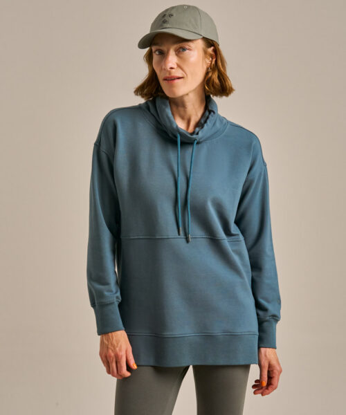 Bam2421 Longline Throw On Sweat Agate Blue Bam Clothing 2