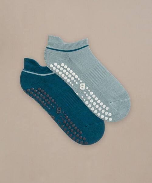 Bam2443 Pilates Grip Short Socks Blue Clothing 1