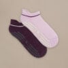 Bam2443 Pilates Grip Short Socks Damson Lavender Clothing 1