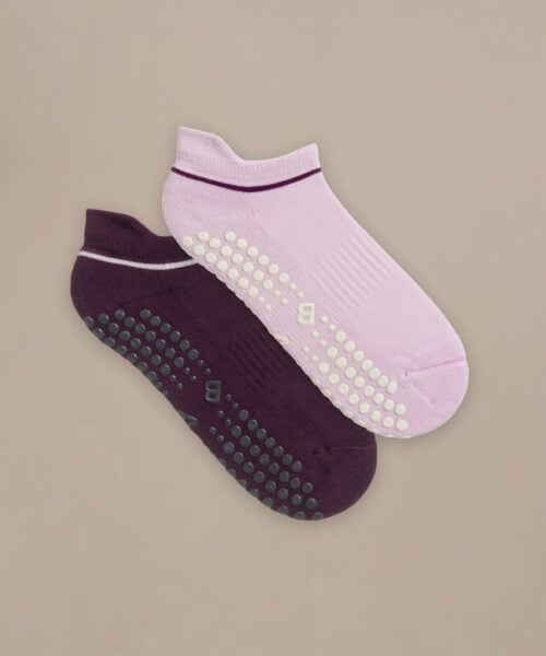 Bam2443 Pilates Grip Short Socks Damson Lavender Clothing 1